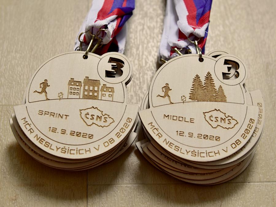 Dřevěné medaile - Mistrovství ČR neslyšících v orientačním běhu